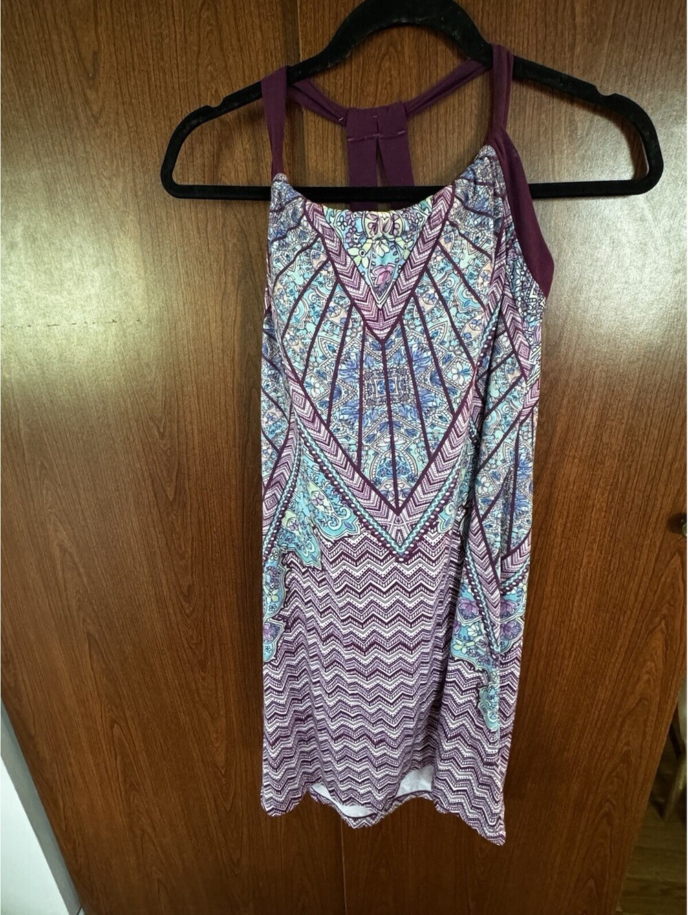 prAna Quinn Dress Womens S Paisley Racerback Shelf Bra Boho Athleisure